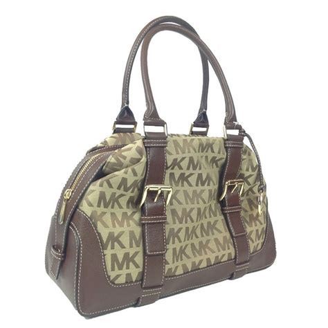 michael kors brookville md bowling satchel|Michael Kors Brookville Large Jaquard MK Print Leather Bowling .